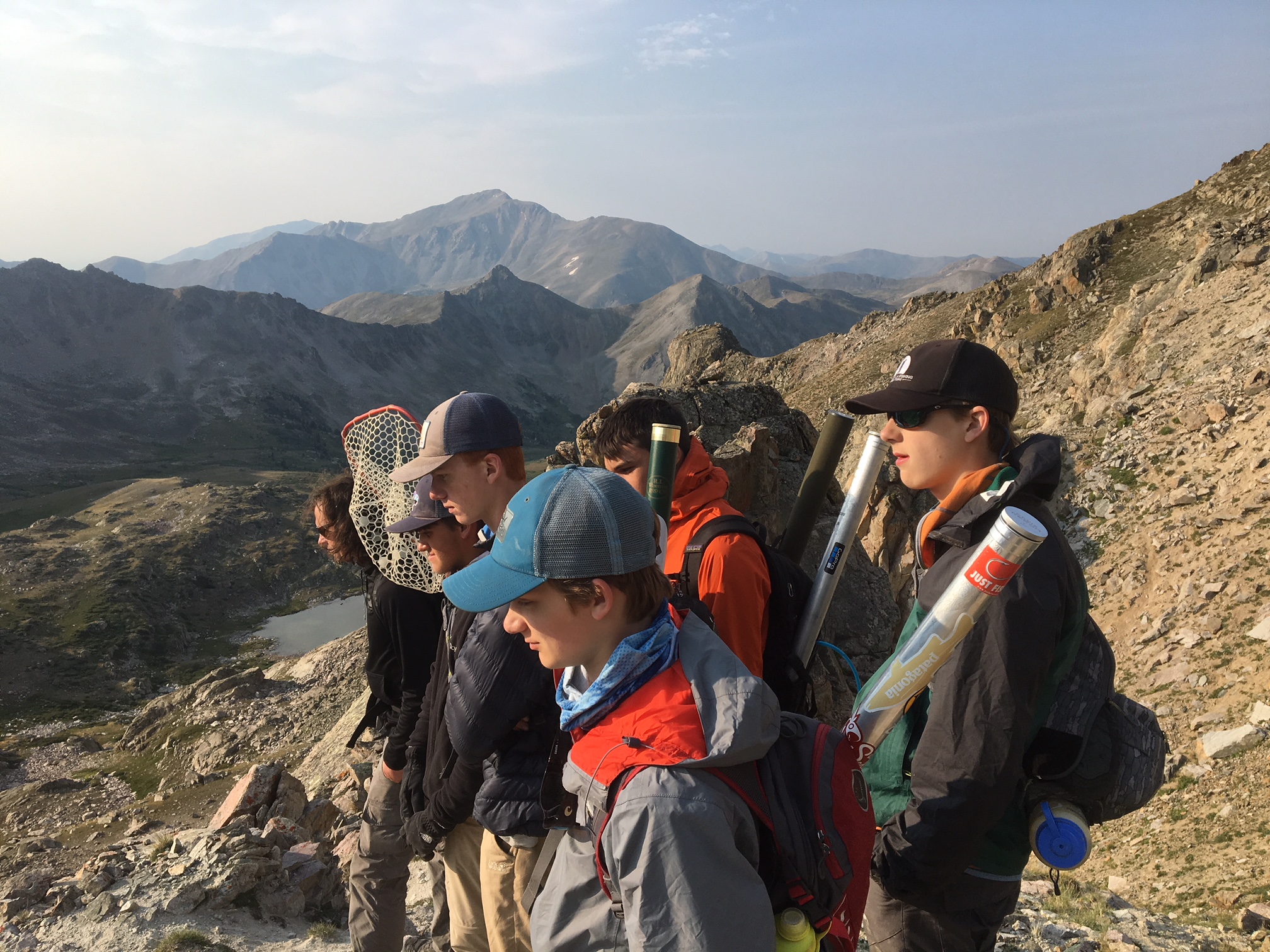 Group of people looking at a mountain view