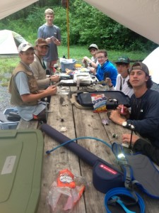 Learning to tie flies before we head into the backcountry