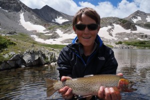 Another of the cutthroats we pulled out of the upper Twin Lake, good job Teddy!