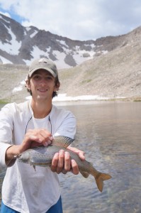 Robert showing off his 14-inch Arctic Grayling