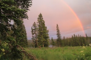 Rainbow over the West Elks and Lake Irwin