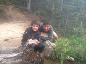 J and Xavier with one of the fish caught during our evening session.