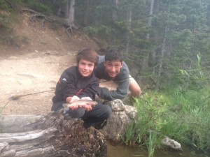 J and Xavier with one of the fish caught during our evening session. 