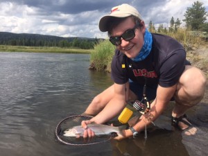 Wiley with a beautiful fish for a cloudy and difficult day. 