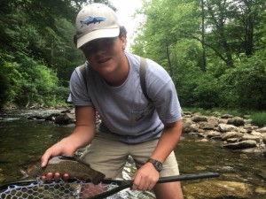 Michael with a fat brook trout. 