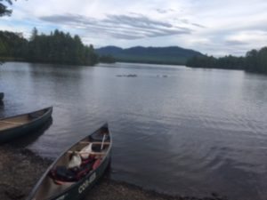 Everyone was relieved to wake up to clearing skies and a calm lake. 